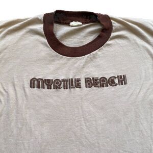 Vintage 70s Brown Ringer T Shirt Myrtle Beach Medium